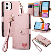 Load image into Gallery viewer, Love Zipper Lanyard Leather Phone Case, For iPhone 11, For iPhone 11 Pro, For iPhone XR, For iPhone XS Max, For iPhone 7 Plus / 8 Plus, For iPhone 6 Plus / 6s Plus, For iPhone 6 / 6s