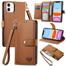 Load image into Gallery viewer, Love Zipper Lanyard Leather Phone Case, For iPhone 11, For iPhone 11 Pro, For iPhone XR, For iPhone XS Max, For iPhone 7 Plus / 8 Plus, For iPhone 6 Plus / 6s Plus, For iPhone 6 / 6s