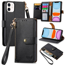 Load image into Gallery viewer, Love Zipper Lanyard Leather Phone Case, For iPhone 11, For iPhone 11 Pro, For iPhone XR, For iPhone XS Max, For iPhone 7 Plus / 8 Plus, For iPhone 6 Plus / 6s Plus, For iPhone 6 / 6s