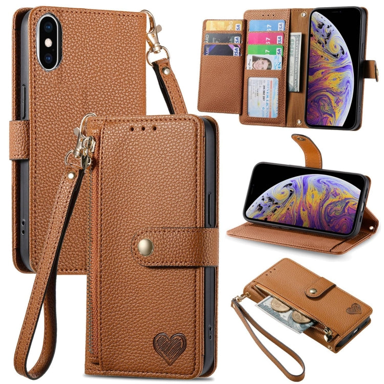 Love Zipper Lanyard Leather Phone Case, For iPhone 11, For iPhone 11 Pro, For iPhone XR, For iPhone XS Max, For iPhone 7 Plus / 8 Plus, For iPhone 6 Plus / 6s Plus, For iPhone 6 / 6s