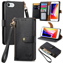Load image into Gallery viewer, Love Zipper Lanyard Leather Phone Case, For iPhone 14 Pro Max, For iPhone 7 / 8 / SE 2022, For iPhone 13 Pro Max, For iPhone 13 Pro, For iPhone 13, For iPhone 12 / 12 Pro, For iPhone 12 Pro Max, For iPhone 11 Pro Max