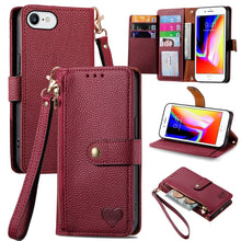 Load image into Gallery viewer, Love Zipper Lanyard Leather Phone Case, For iPhone 14 Pro Max, For iPhone 7 / 8 / SE 2022, For iPhone 13 Pro Max, For iPhone 13 Pro, For iPhone 13, For iPhone 12 / 12 Pro, For iPhone 12 Pro Max, For iPhone 11 Pro Max