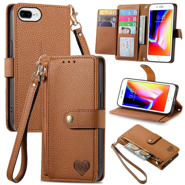 Love Zipper Lanyard Leather Phone Case, For iPhone 11, For iPhone 11 Pro, For iPhone XR, For iPhone XS Max, For iPhone 7 Plus / 8 Plus, For iPhone 6 Plus / 6s Plus, For iPhone 6 / 6s