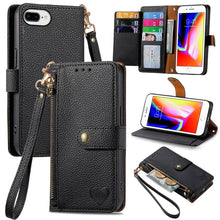Load image into Gallery viewer, Love Zipper Lanyard Leather Phone Case, For iPhone 11, For iPhone 11 Pro, For iPhone XR, For iPhone XS Max, For iPhone 7 Plus / 8 Plus, For iPhone 6 Plus / 6s Plus, For iPhone 6 / 6s