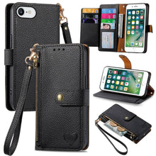 Load image into Gallery viewer, Love Zipper Lanyard Leather Phone Case, For iPhone 11, For iPhone 11 Pro, For iPhone XR, For iPhone XS Max, For iPhone 7 Plus / 8 Plus, For iPhone 6 Plus / 6s Plus, For iPhone 6 / 6s