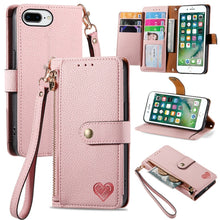 Load image into Gallery viewer, Love Zipper Lanyard Leather Phone Case, For iPhone 11, For iPhone 11 Pro, For iPhone XR, For iPhone XS Max, For iPhone 7 Plus / 8 Plus, For iPhone 6 Plus / 6s Plus, For iPhone 6 / 6s