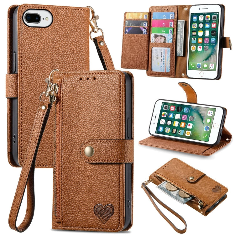 Love Zipper Lanyard Leather Phone Case, For iPhone 11, For iPhone 11 Pro, For iPhone XR, For iPhone XS Max, For iPhone 7 Plus / 8 Plus, For iPhone 6 Plus / 6s Plus, For iPhone 6 / 6s