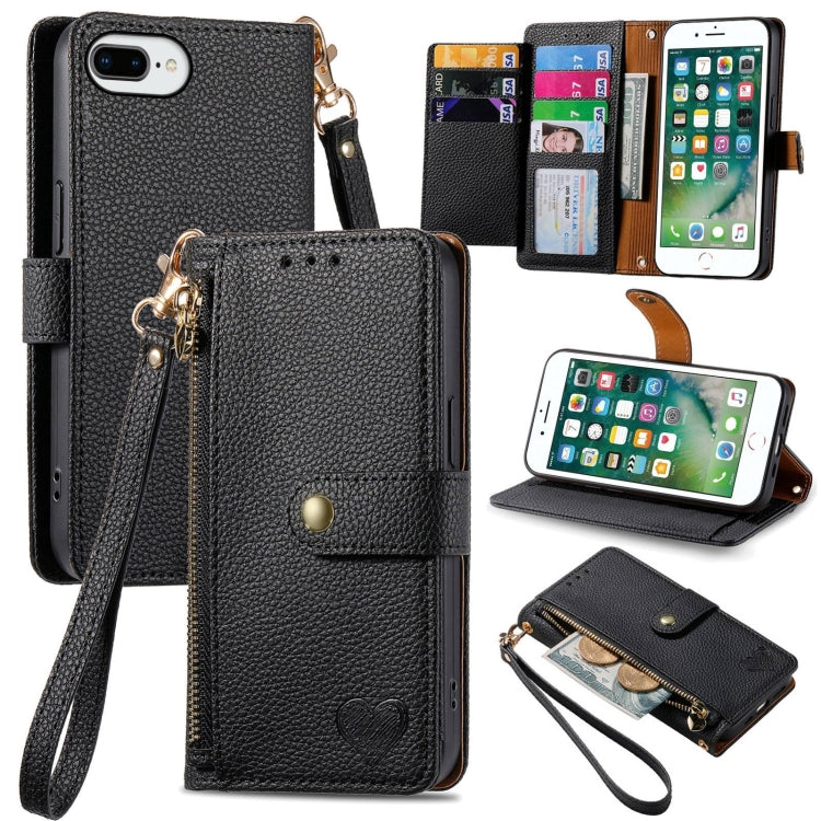 Love Zipper Lanyard Leather Phone Case, For iPhone 11, For iPhone 11 Pro, For iPhone XR, For iPhone XS Max, For iPhone 7 Plus / 8 Plus, For iPhone 6 Plus / 6s Plus, For iPhone 6 / 6s