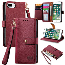Load image into Gallery viewer, Love Zipper Lanyard Leather Phone Case, For iPhone 11, For iPhone 11 Pro, For iPhone XR, For iPhone XS Max, For iPhone 7 Plus / 8 Plus, For iPhone 6 Plus / 6s Plus, For iPhone 6 / 6s