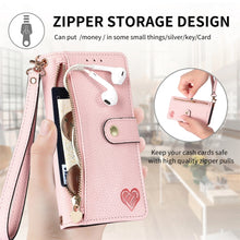 Load image into Gallery viewer, Love Zipper Lanyard Leather Phone Case, For iPhone 16, For iPhone 15 Pro Max, For iPhone 15 Pro, For iPhone 15 Plus, For iPhone 15, For iPhone 14 Plus, For iPhone 14, For iPhone 14 Pro