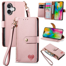 Load image into Gallery viewer, Love Zipper Lanyard Leather Phone Case, For iPhone 17e / 16e, For iPhone 17 Pro Max, For iPhone 17 Pro, For iPhone 17, For iPhone Air, For iPhone 16 Pro Max, For iPhone 16 Pro, For iPhone 16 Plus