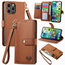 Load image into Gallery viewer, Love Zipper Lanyard Leather Phone Case, For iPhone 17e / 16e, For iPhone 17 Pro Max, For iPhone 17 Pro, For iPhone 17, For iPhone Air, For iPhone 16 Pro Max, For iPhone 16 Pro, For iPhone 16 Plus