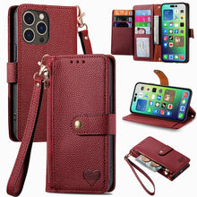 Load image into Gallery viewer, Love Zipper Lanyard Leather Phone Case, For iPhone 17e / 16e, For iPhone 17 Pro Max, For iPhone 17 Pro, For iPhone 17, For iPhone Air, For iPhone 16 Pro Max, For iPhone 16 Pro, For iPhone 16 Plus