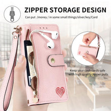 Load image into Gallery viewer, Love Zipper Lanyard Leather Phone Case, For iPhone 17e / 16e, For iPhone 17 Pro Max, For iPhone 17 Pro, For iPhone 17, For iPhone Air, For iPhone 16 Pro Max, For iPhone 16 Pro, For iPhone 16 Plus