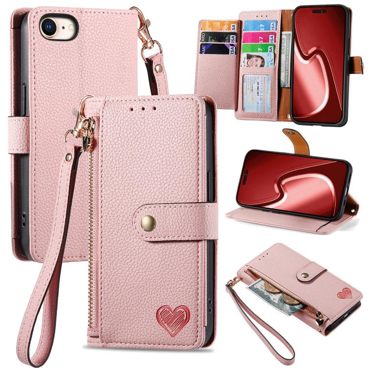 Love Zipper Lanyard Leather Phone Case, For iPhone 18 Pro / 17 Pro, For iPhone 18 Pro Max / 17 Pro Max, For iPhone 17e / 16e, For iPhone 17, For iPhone Air, For iPhone 16 Pro Max, For iPhone 16 Pro, For iPhone 16 Plus