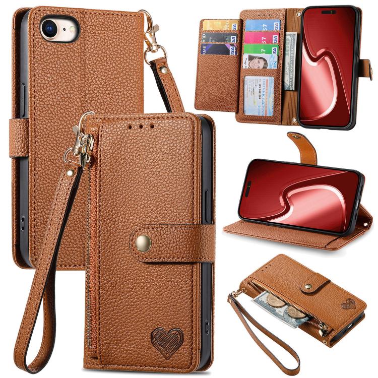 Love Zipper Lanyard Leather Phone Case, For iPhone 18 Pro / 17 Pro, For iPhone 18 Pro Max / 17 Pro Max, For iPhone 17e / 16e, For iPhone 17, For iPhone Air, For iPhone 16 Pro Max, For iPhone 16 Pro, For iPhone 16 Plus
