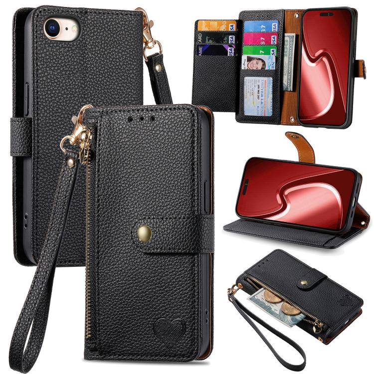 Love Zipper Lanyard Leather Phone Case, For iPhone 18 Pro / 17 Pro, For iPhone 18 Pro Max / 17 Pro Max, For iPhone 17e / 16e, For iPhone 17, For iPhone Air, For iPhone 16 Pro Max, For iPhone 16 Pro, For iPhone 16 Plus