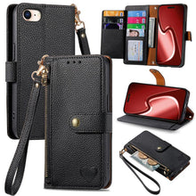 Load image into Gallery viewer, Love Zipper Lanyard Leather Phone Case, For iPhone 18 Pro / 17 Pro, For iPhone 18 Pro Max / 17 Pro Max, For iPhone 17e / 16e, For iPhone 17, For iPhone Air, For iPhone 16 Pro Max, For iPhone 16 Pro, For iPhone 16 Plus