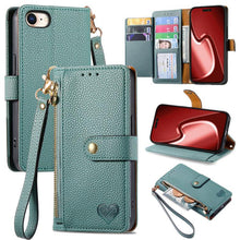 Load image into Gallery viewer, Love Zipper Lanyard Leather Phone Case, For iPhone 18 Pro / 17 Pro, For iPhone 18 Pro Max / 17 Pro Max, For iPhone 17e / 16e, For iPhone 17, For iPhone Air, For iPhone 16 Pro Max, For iPhone 16 Pro, For iPhone 16 Plus
