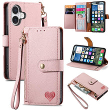 Load image into Gallery viewer, Love Zipper Lanyard Leather Phone Case, For iPhone 18 Pro / 17 Pro, For iPhone 18 Pro Max / 17 Pro Max, For iPhone 17e / 16e, For iPhone 17, For iPhone Air, For iPhone 16 Pro Max, For iPhone 16 Pro, For iPhone 16 Plus