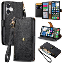 Load image into Gallery viewer, Love Zipper Lanyard Leather Phone Case, For iPhone 17e / 16e, For iPhone 17 Pro Max, For iPhone 17 Pro, For iPhone 17, For iPhone Air, For iPhone 16 Pro Max, For iPhone 16 Pro, For iPhone 16 Plus