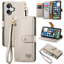 Load image into Gallery viewer, Love Zipper Lanyard Leather Phone Case, For iPhone 17e / 16e, For iPhone 17 Pro Max, For iPhone 17 Pro, For iPhone 17, For iPhone Air, For iPhone 16 Pro Max, For iPhone 16 Pro, For iPhone 16 Plus