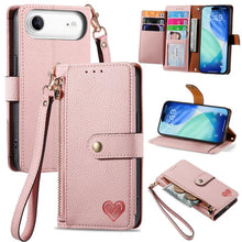 Load image into Gallery viewer, Love Zipper Lanyard Leather Phone Case, For iPhone 17e / 16e, For iPhone 17 Pro Max, For iPhone 17 Pro, For iPhone 17, For iPhone Air, For iPhone 16 Pro Max, For iPhone 16 Pro, For iPhone 16 Plus
