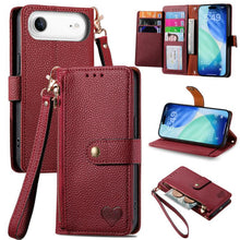 Load image into Gallery viewer, Love Zipper Lanyard Leather Phone Case, For iPhone 17e / 16e, For iPhone 17 Pro Max, For iPhone 17 Pro, For iPhone 17, For iPhone Air, For iPhone 16 Pro Max, For iPhone 16 Pro, For iPhone 16 Plus