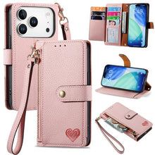 Load image into Gallery viewer, Love Zipper Lanyard Leather Phone Case, For iPhone 18 Pro / 17 Pro, For iPhone 18 Pro Max / 17 Pro Max, For iPhone 17e / 16e, For iPhone 17, For iPhone Air, For iPhone 16 Pro Max, For iPhone 16 Pro, For iPhone 16 Plus