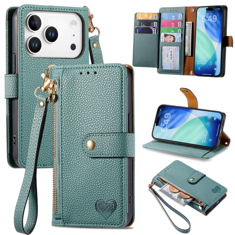 Love Zipper Lanyard Leather Phone Case, For iPhone 18 Pro / 17 Pro, For iPhone 18 Pro Max / 17 Pro Max, For iPhone 17e / 16e, For iPhone 17, For iPhone Air, For iPhone 16 Pro Max, For iPhone 16 Pro, For iPhone 16 Plus