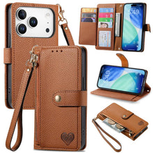 Load image into Gallery viewer, Love Zipper Lanyard Leather Phone Case, For iPhone 18 Pro / 17 Pro, For iPhone 18 Pro Max / 17 Pro Max, For iPhone 17e / 16e, For iPhone 17, For iPhone Air, For iPhone 16 Pro Max, For iPhone 16 Pro, For iPhone 16 Plus