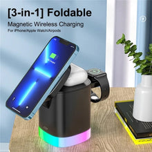 Load image into Gallery viewer, T15 3 in 1 Magnetic Magsafe Wireless Charger Folding Charging Stand For iPhone / iWatch / AirPods