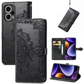 Mandala Flower Embossed Leather Phone Case, For Xiaomi Poco F5