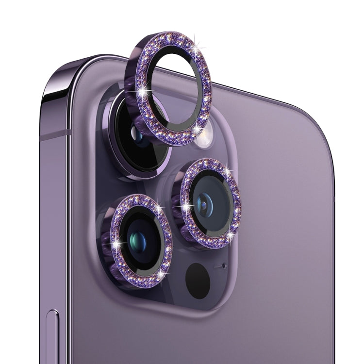 NORTHJO Camera Lens Tempered Glass Bling Glitter Metal Ring Film, For iPhone 14 Pro / 14 Pro Max