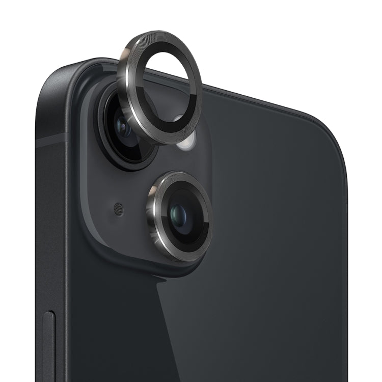 NORTHJO Camera Lens Protector Tempered Glass CD Vein Metal Ring Film, For iPhone 14 / 14 Plus