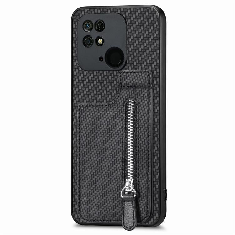Carbon Fiber Vertical Flip Zipper Phone Case, For Xiaomi 12T, For Xiaomi POCO M5 4G, For Redmi Note 11T Pro 5G, For Redmi 10C, For Redmi Note 11 4G, For Redmi 10, For Redmi Note 10 4G