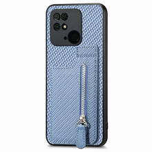 Load image into Gallery viewer, Carbon Fiber Vertical Flip Zipper Phone Case, For Xiaomi POCO M5 4G, For Redmi Note 11T Pro 5G, For Redmi 10C, For Redmi Note 11 4G, For Redmi 10, For Redmi Note 10 4G