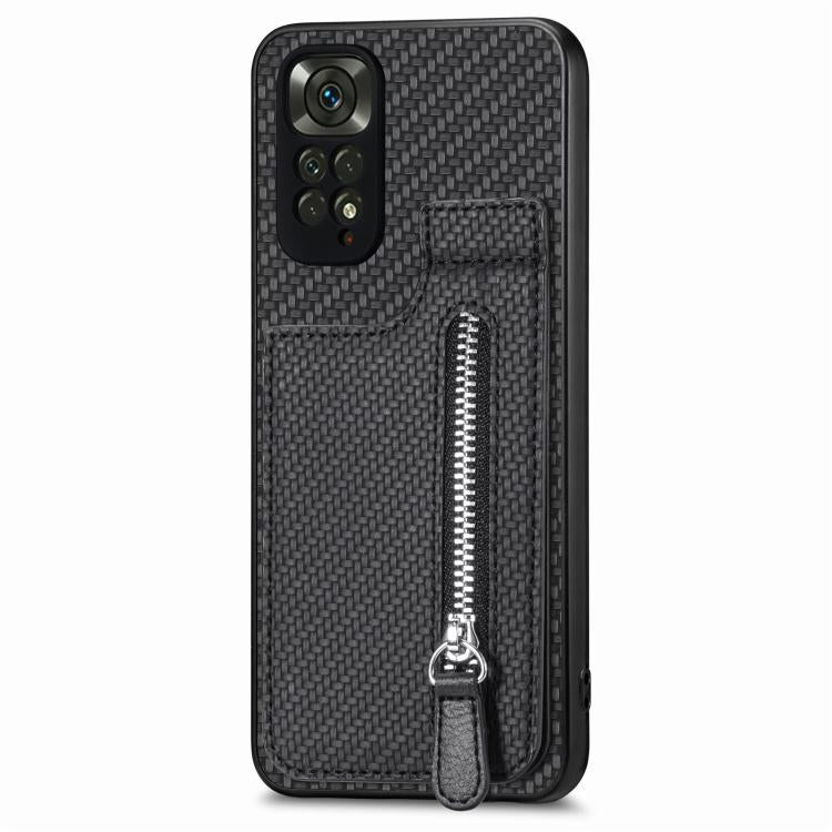 Carbon Fiber Vertical Flip Zipper Phone Case, For Xiaomi 12T, For Xiaomi POCO M5 4G, For Redmi Note 11T Pro 5G, For Redmi 10C, For Redmi Note 11 4G, For Redmi 10, For Redmi Note 10 4G