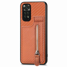 Load image into Gallery viewer, Carbon Fiber Vertical Flip Zipper Phone Case, For Xiaomi POCO M5 4G, For Redmi Note 11T Pro 5G, For Redmi 10C, For Redmi Note 11 4G, For Redmi 10, For Redmi Note 10 4G