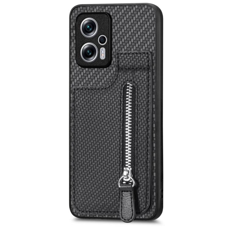 Carbon Fiber Vertical Flip Zipper Phone Case, For Xiaomi 12T, For Xiaomi POCO M5 4G, For Redmi Note 11T Pro 5G, For Redmi 10C, For Redmi Note 11 4G, For Redmi 10, For Redmi Note 10 4G