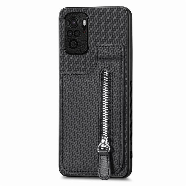 Carbon Fiber Vertical Flip Zipper Phone Case, For Xiaomi 12T, For Xiaomi POCO M5 4G, For Redmi Note 11T Pro 5G, For Redmi 10C, For Redmi Note 11 4G, For Redmi 10, For Redmi Note 10 4G