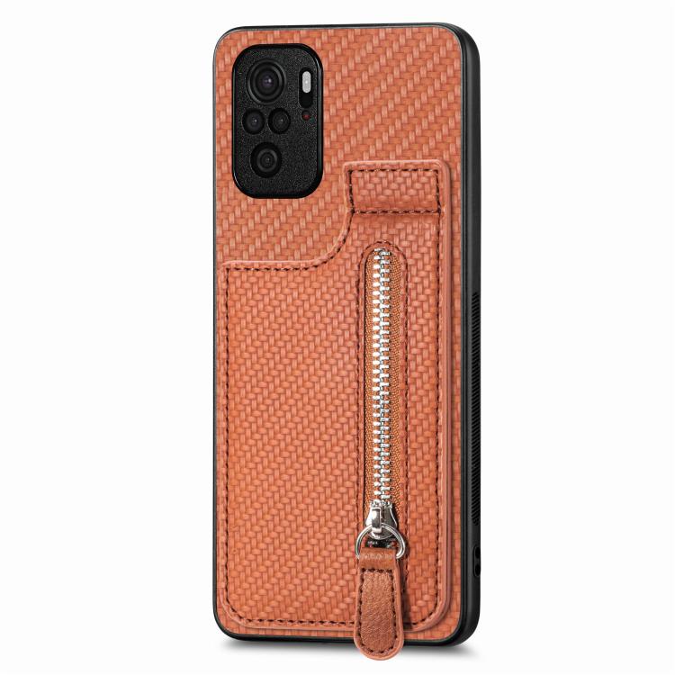 Carbon Fiber Vertical Flip Zipper Phone Case, For Xiaomi 12T, For Xiaomi POCO M5 4G, For Redmi Note 11T Pro 5G, For Redmi 10C, For Redmi Note 11 4G, For Redmi 10, For Redmi Note 10 4G