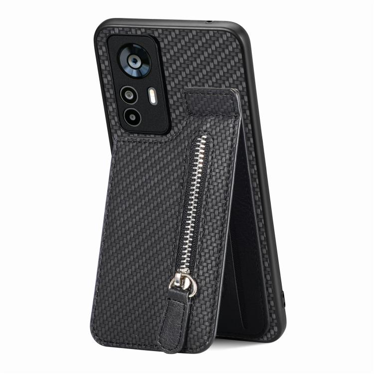 Carbon Fiber Vertical Flip Zipper Phone Case, For Xiaomi 12T, For Xiaomi POCO M5 4G, For Redmi Note 11T Pro 5G, For Redmi 10C, For Redmi Note 11 4G, For Redmi 10, For Redmi Note 10 4G