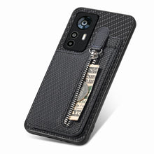 Load image into Gallery viewer, Carbon Fiber Vertical Flip Zipper Phone Case, For Xiaomi 12T, For Xiaomi POCO M5 4G, For Redmi Note 11T Pro 5G, For Redmi 10C, For Redmi Note 11 4G, For Redmi 10, For Redmi Note 10 4G
