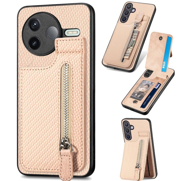 Carbon Fiber Vertical Flip Zipper Phone Case, For Redmi 15C 5G / 4G Glodal 171mm, For Xiaomi 15T, For Redmi K80 Pro / Poco F7 Ultra, For Redmi K80 / Poco F7 Pro, For Redmi Turbo 4, For Xiaomi Poco X7 Pro, For Redmi Note 12 5G, For Xiaomi 13 Pro        ...