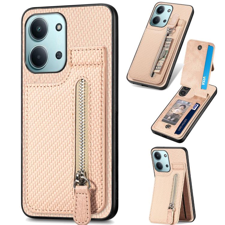 Carbon Fiber Vertical Flip Zipper Phone Case, For Redmi 15C 5G / 4G Glodal 171mm, For Xiaomi 15T, For Redmi K80 Pro / Poco F7 Ultra, For Redmi K80 / Poco F7 Pro, For Redmi Turbo 4, For Xiaomi Poco X7 Pro, For Redmi Note 12 5G, For Xiaomi 13 Pro        ...