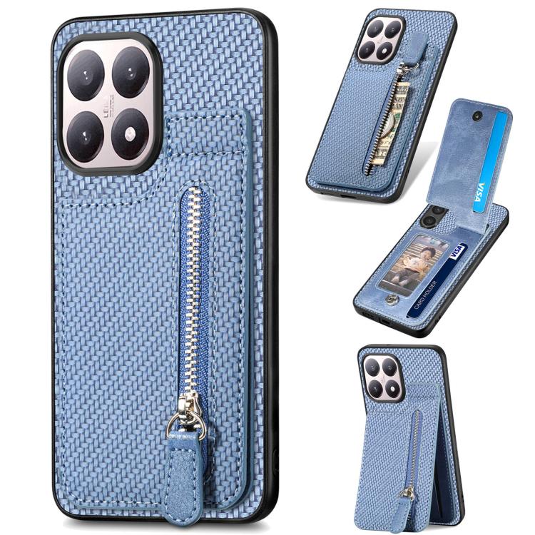 Carbon Fiber Vertical Flip Zipper Phone Case, For Redmi 15C 5G / 4G Glodal 171mm, For Xiaomi 15T, For Redmi K80 Pro / Poco F7 Ultra, For Redmi K80 / Poco F7 Pro, For Redmi Turbo 4, For Xiaomi Poco X7 Pro, For Redmi Note 12 5G, For Xiaomi 13 Pro        ...