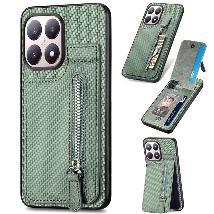 Carbon Fiber Vertical Flip Zipper Phone Case, For Redmi 15C 5G / 4G Glodal 171mm, For Xiaomi 15T, For Redmi K80 Pro / Poco F7 Ultra, For Redmi K80 / Poco F7 Pro, For Redmi Turbo 4, For Xiaomi Poco X7 Pro, For Redmi Note 12 5G, For Xiaomi 13 Pro        ...