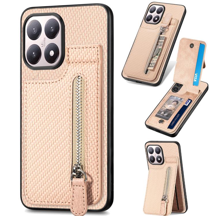 Carbon Fiber Vertical Flip Zipper Phone Case, For Redmi 15C 5G / 4G Glodal 171mm, For Xiaomi 15T, For Redmi K80 Pro / Poco F7 Ultra, For Redmi K80 / Poco F7 Pro, For Redmi Turbo 4, For Xiaomi Poco X7 Pro, For Redmi Note 12 5G, For Xiaomi 13 Pro        ...
