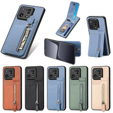 Load image into Gallery viewer, Carbon Fiber Vertical Flip Zipper Phone Case, For Xiaomi POCO M5 4G, For Redmi Note 11T Pro 5G, For Redmi 10C, For Redmi Note 11 4G, For Redmi 10, For Redmi Note 10 4G